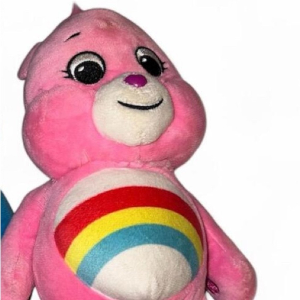 Care Bears Cheer Bear Pink Rainbow Plush Basic Fun 9 Inch Stuffed Animal Toy